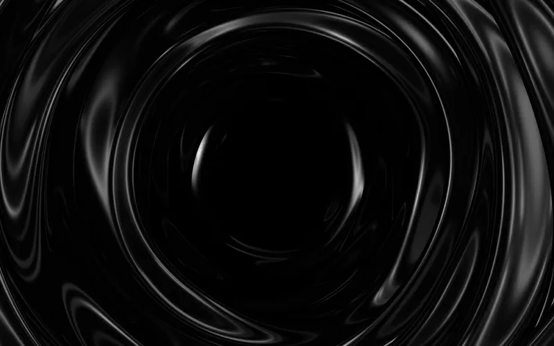 Superficie scura con riflessi sfondo liscio minimo onde nere tunnel di onde di seta sfocate flusso di increspature minime in scala di grigi illustrazione di rendering 3d