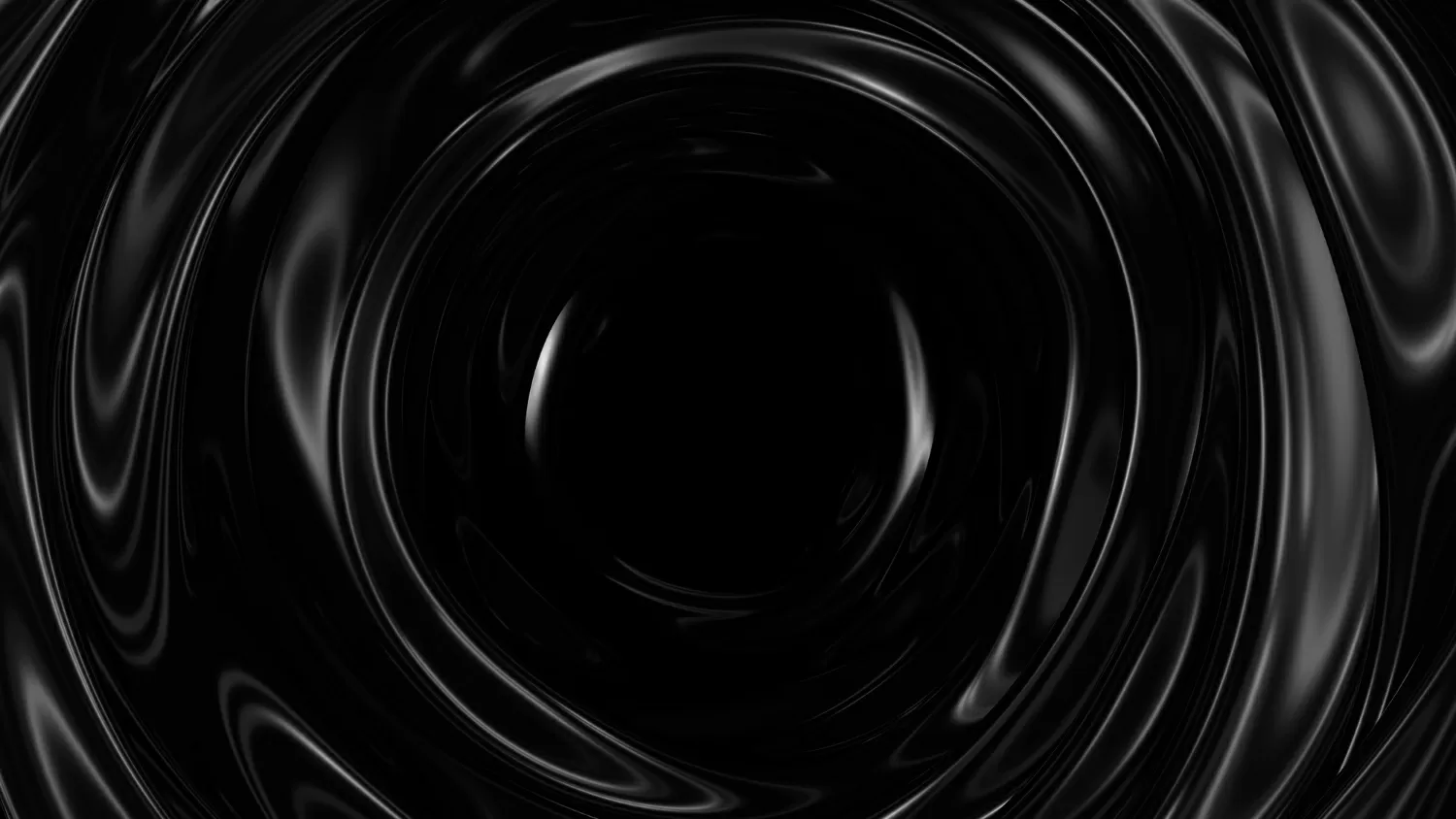 Superficie scura con riflessi sfondo liscio minimo onde nere tunnel di onde di seta sfocate flusso di increspature minime in scala di grigi illustrazione di rendering 3d