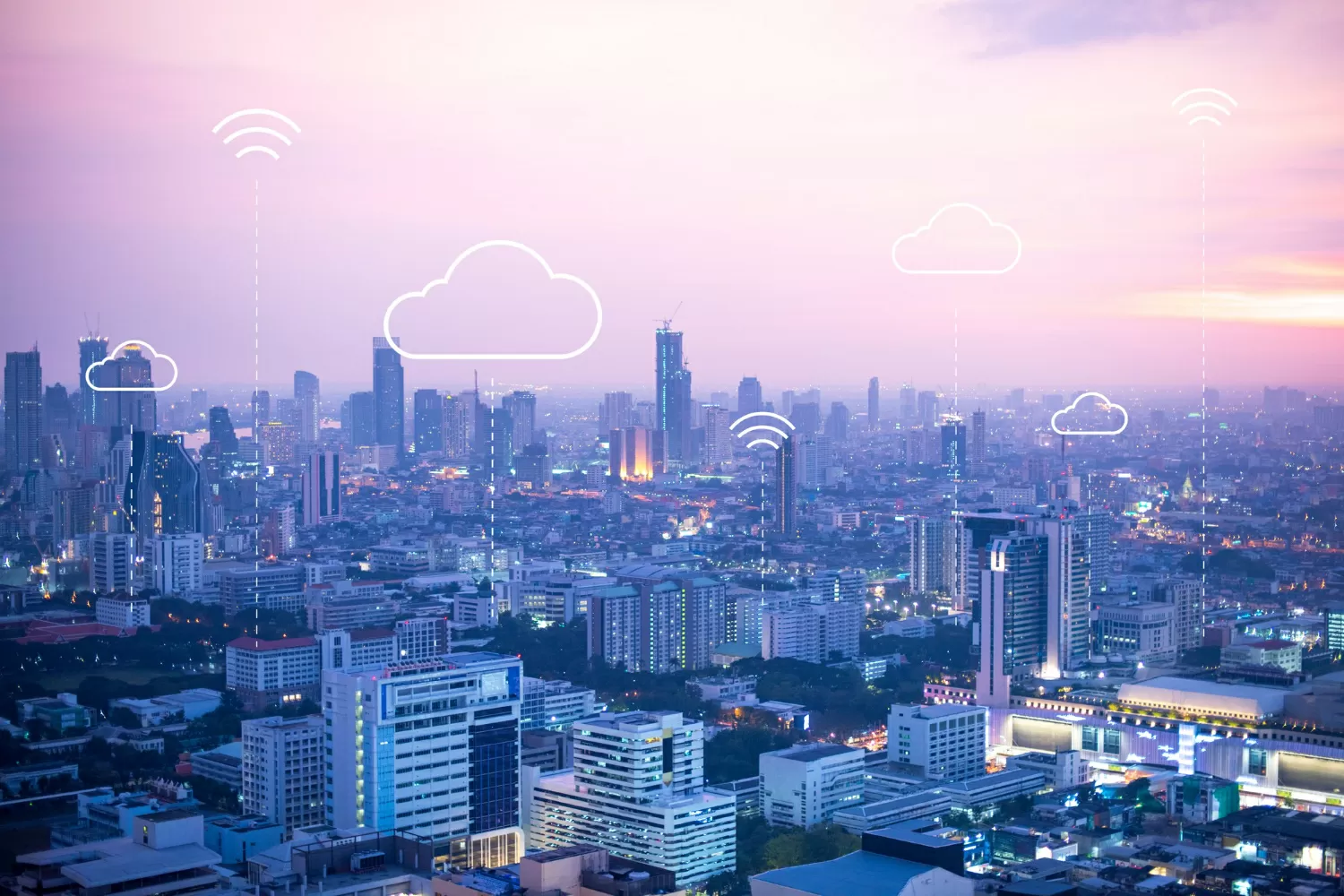 Sfondo banner cloud computing per smart city